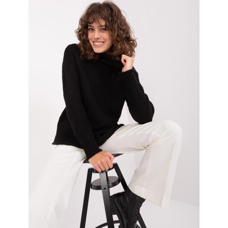 Dámsky sveter s rolákom oversize TUIND čierny
