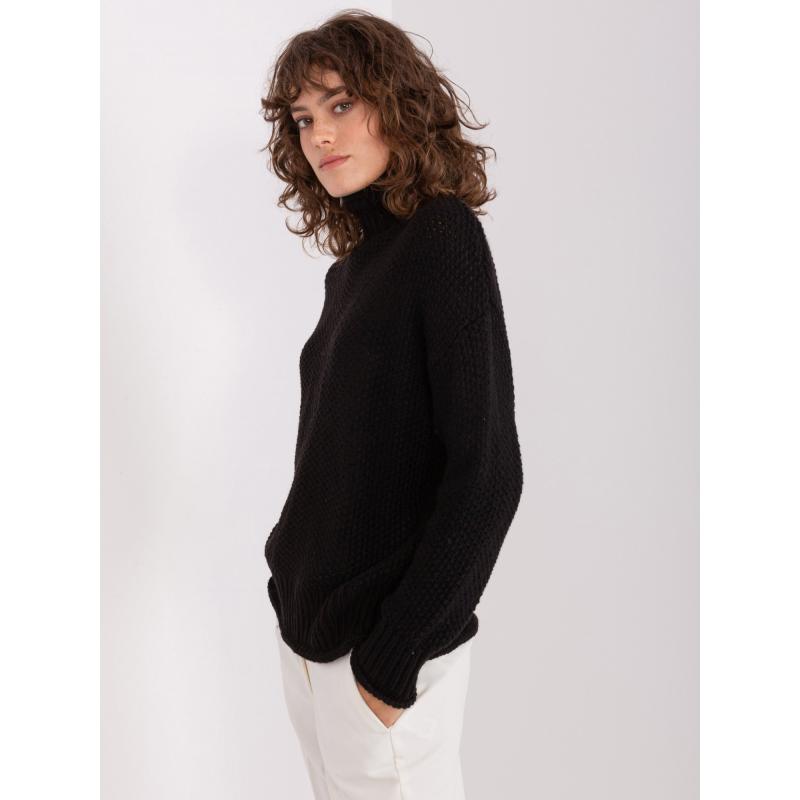 Dámsky sveter s rolákom oversize TUIND čierny