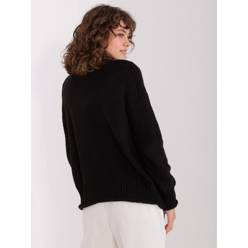 Dámsky sveter s rolákom oversize TUIND čierny