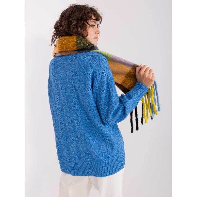 Dámská šála dlouhá kostkovaná DENIA žlutočerná 