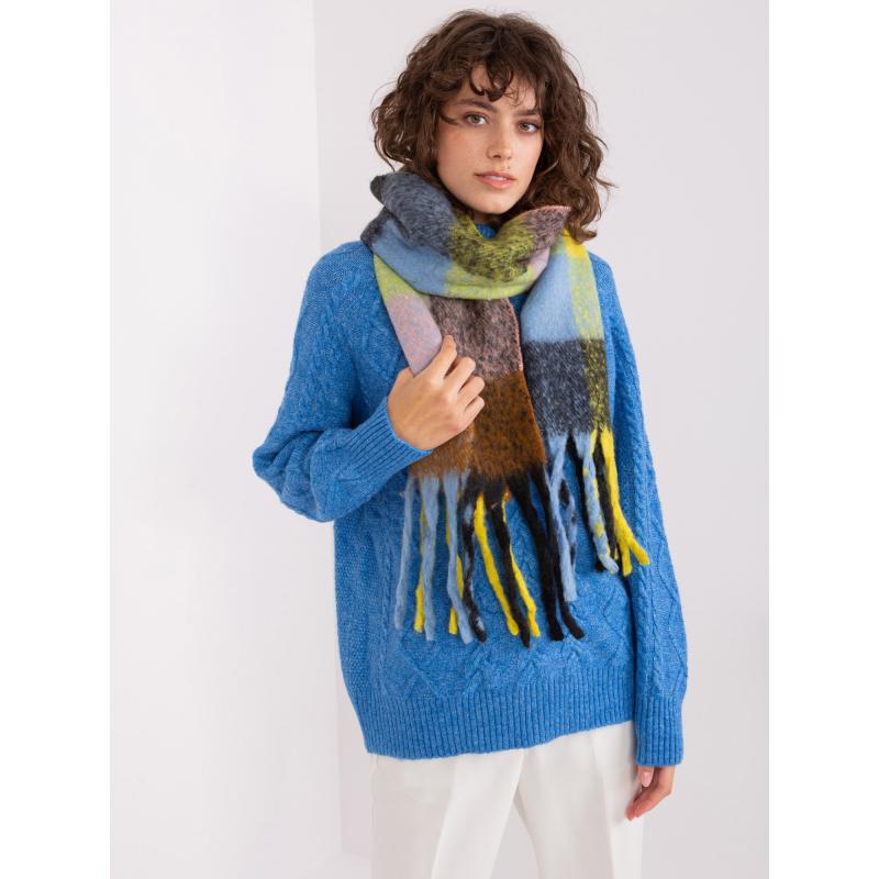 Dámská šála dlouhá kostkovaná DENIA žlutočerná 