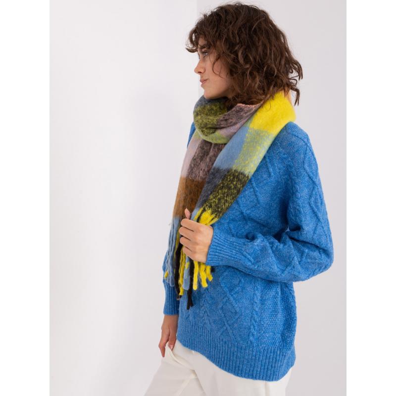 Dámská šála dlouhá kostkovaná DENIA žlutočerná 