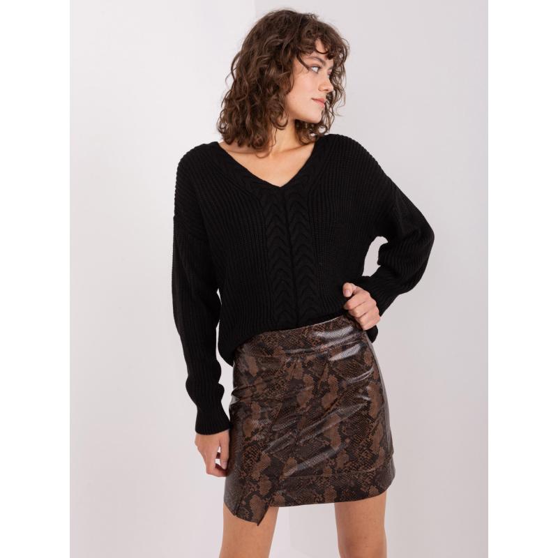 Dámský svetr s výstřihem do V KALRA černý 