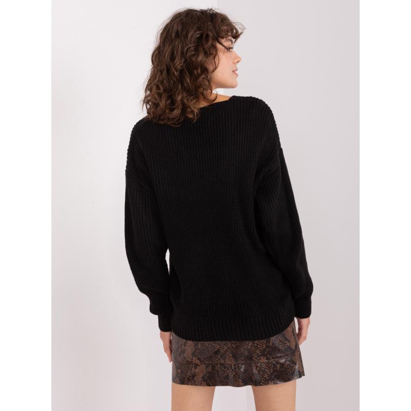 Dámský svetr s výstřihem do V KALRA černý 