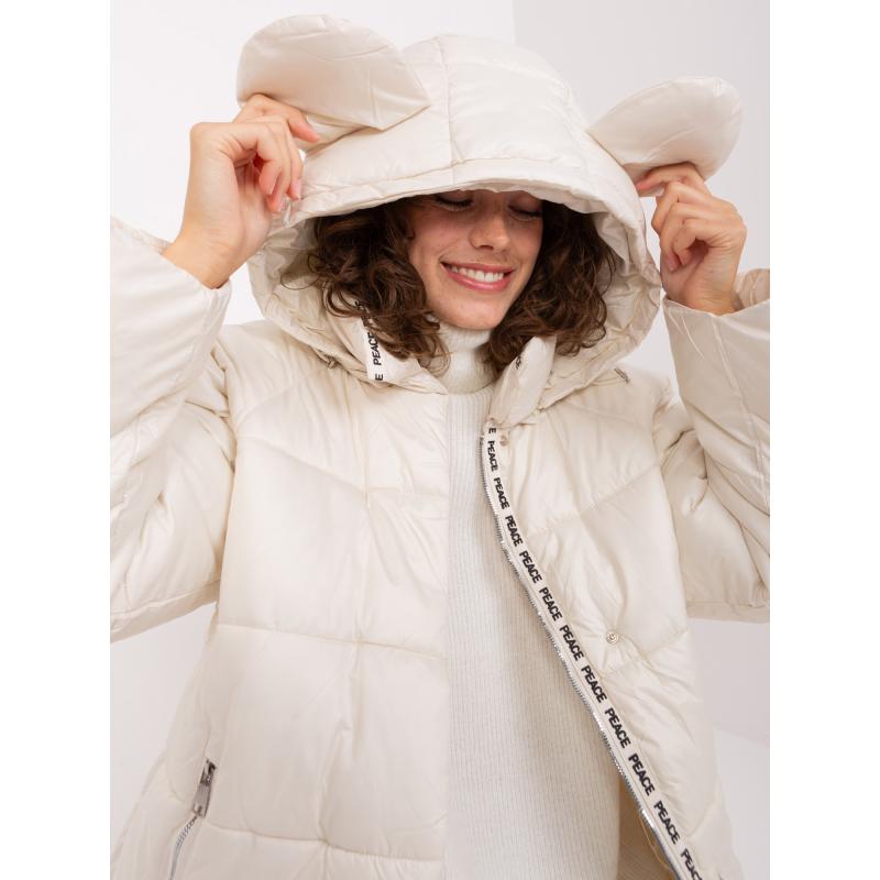 Dámska zimná prešívaná bunda s kapucňou ISIKA svetlo béžová