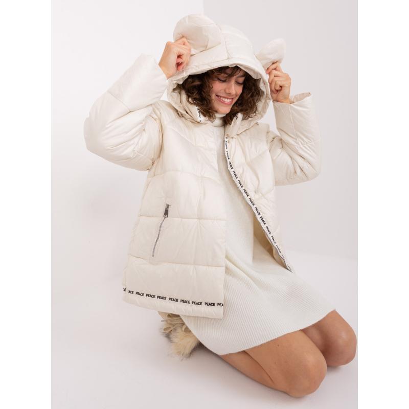 Dámská bunda s kapucí prošívaná zimní ISIKA světle béžová