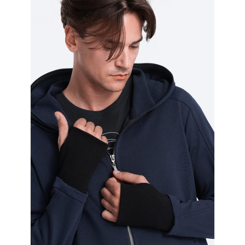 Pánská mikina s prostornou kapucí PRAGA tmavě modrá 