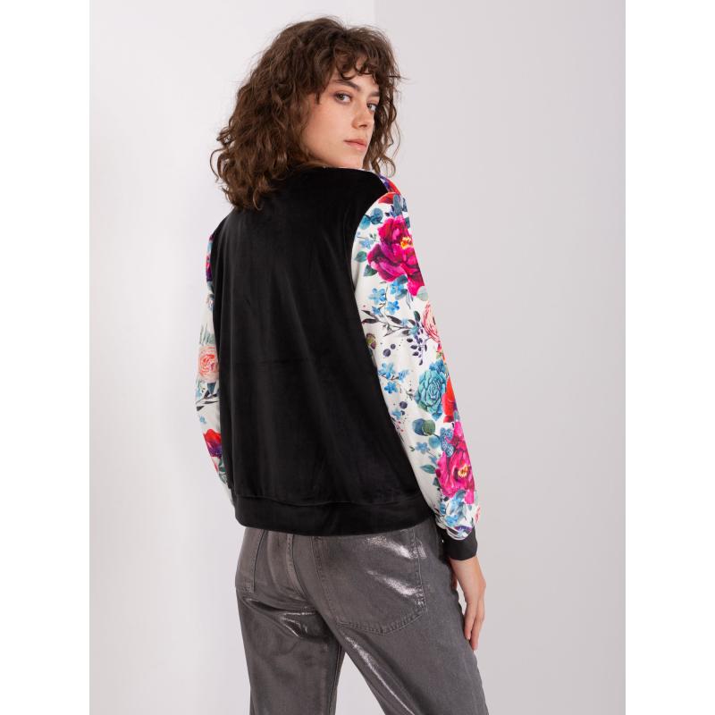 Női cipzáras pulóver RUE PARIS fekete és rózsaszínű