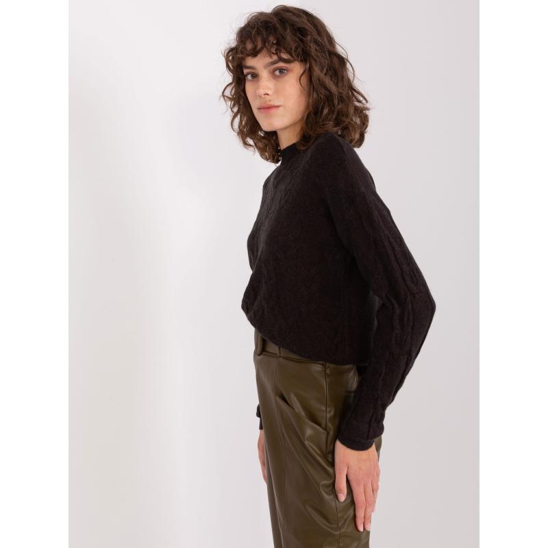 Dámský svetr s dlouhým rukávem kostkovaný BOL černý 