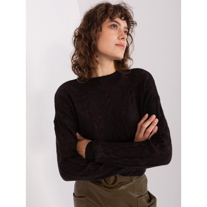 Dámský svetr s dlouhým rukávem kostkovaný BOL černý 