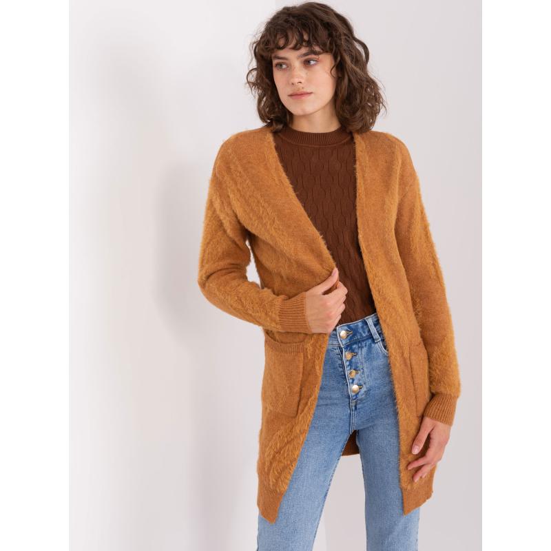 Dámský svetr s kapsami NIN hnědý