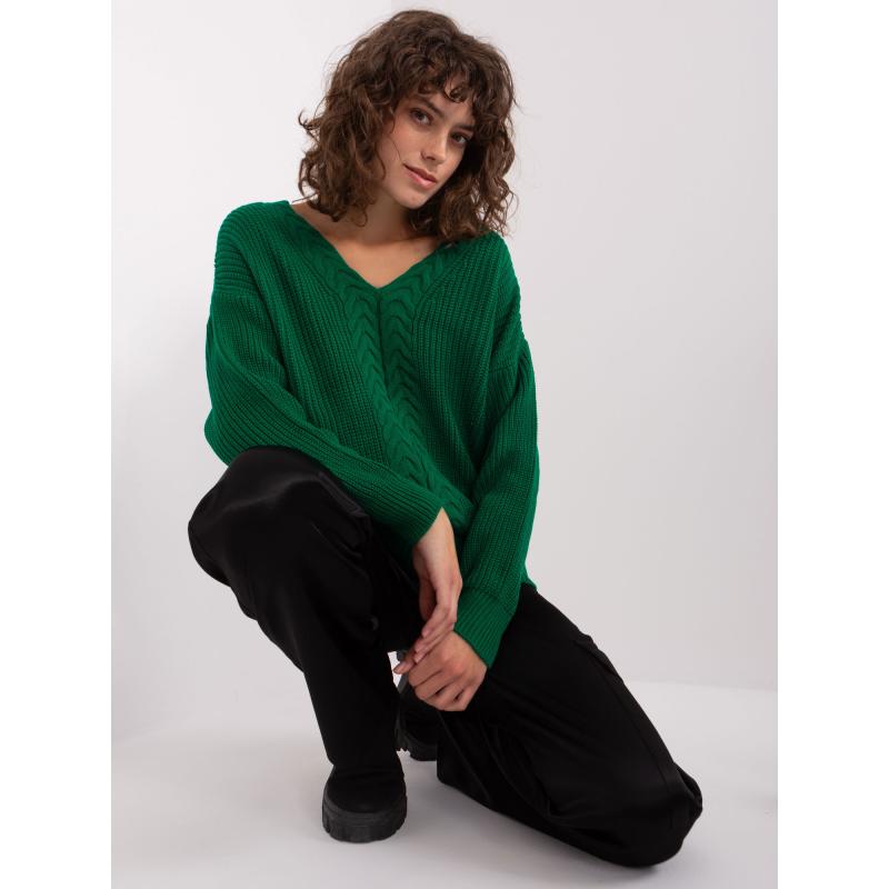 Női pulóver EMA sötétzöld