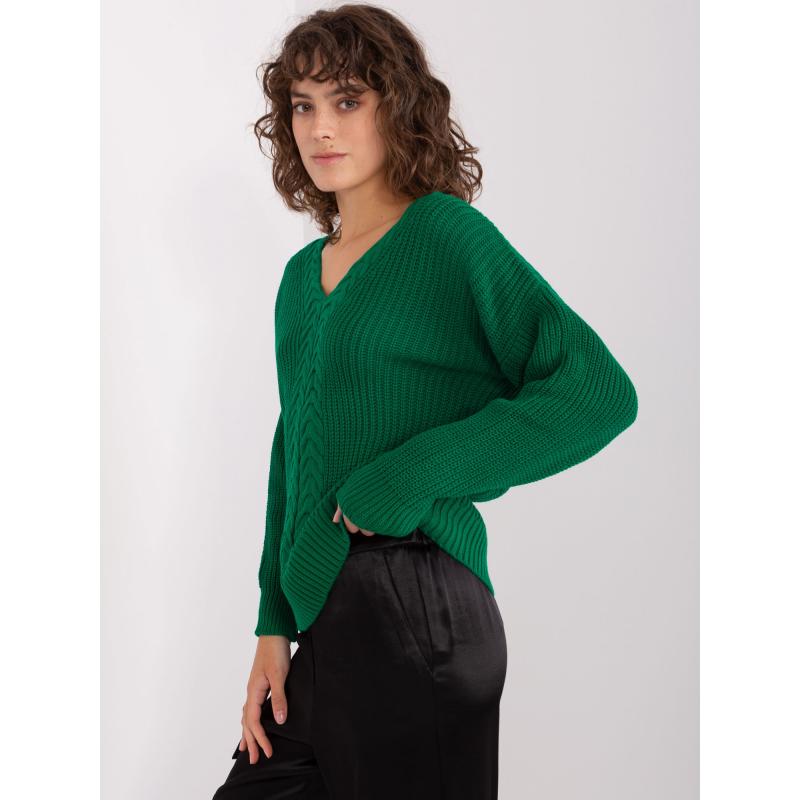 Női pulóver EMA sötétzöld