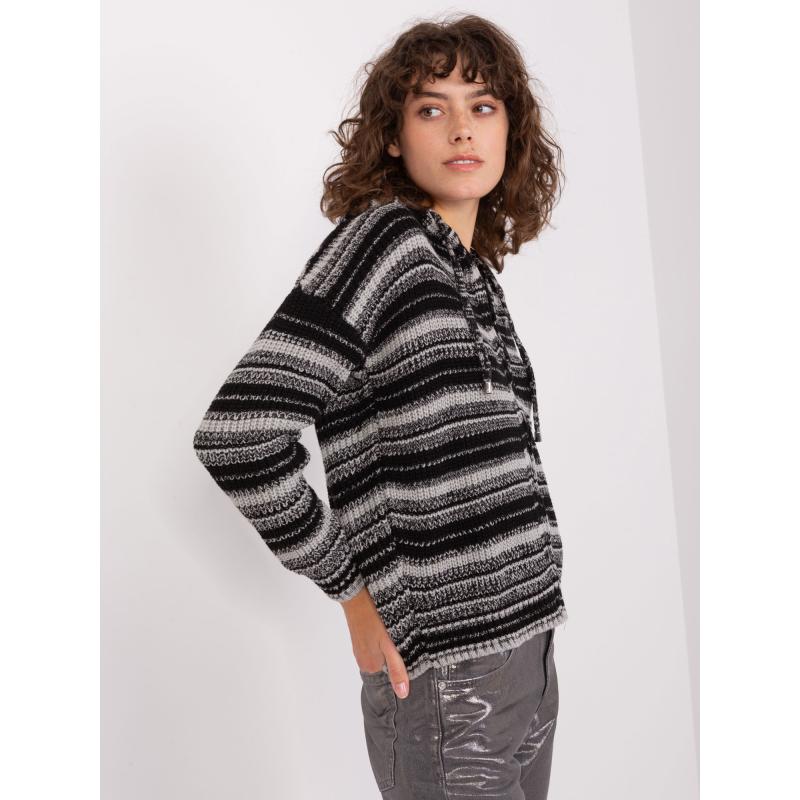 Női cipzáras pulóver NYL szürke-fekete