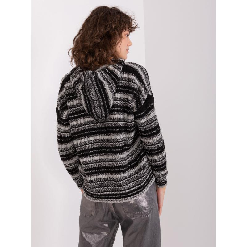 Női cipzáras pulóver NYL szürke-fekete