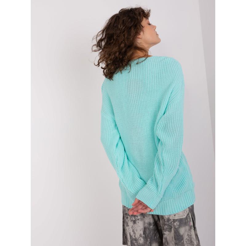 Női V-nyakú pulóver LILIANA mentazöld