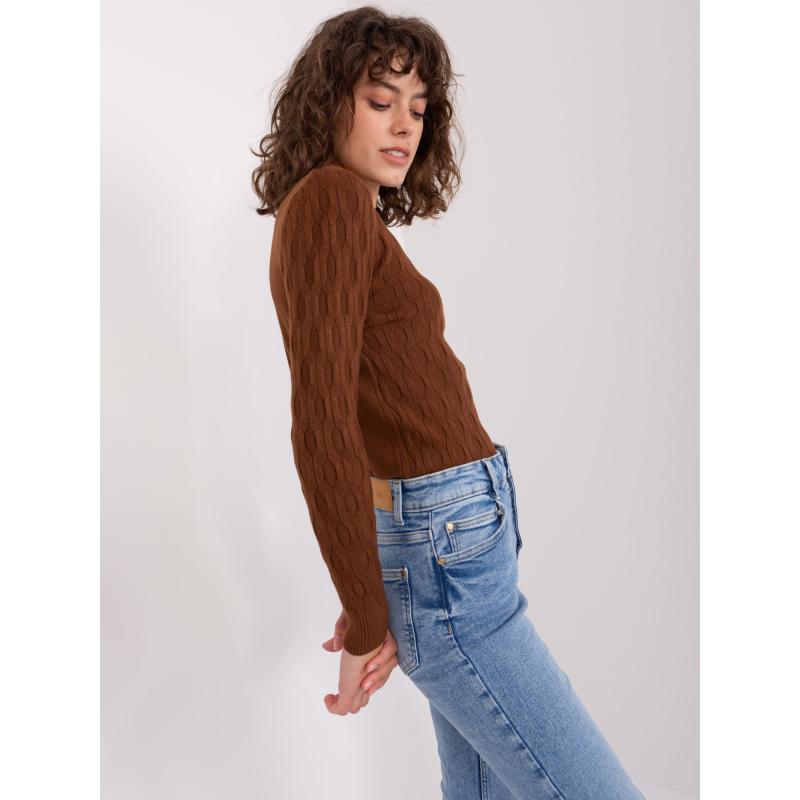 Dámský svetr s dlouhým rukávem YLORU hnědý