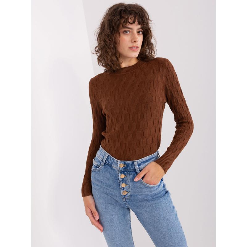 Dámský svetr s dlouhým rukávem YLORU hnědý
