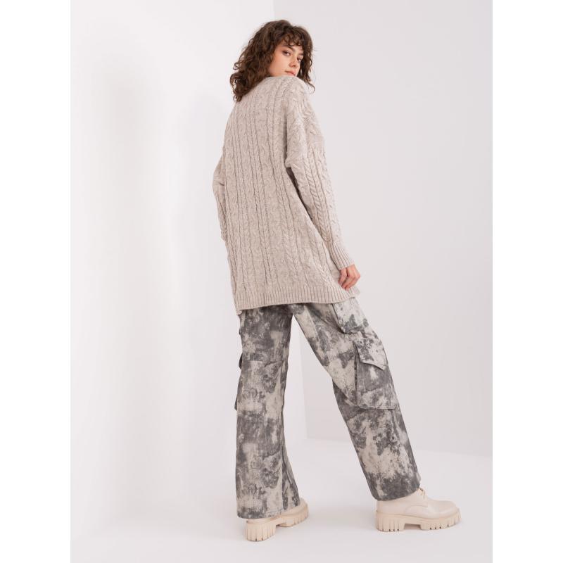 Dámský svetr pletený kostkovaný VITH béžový