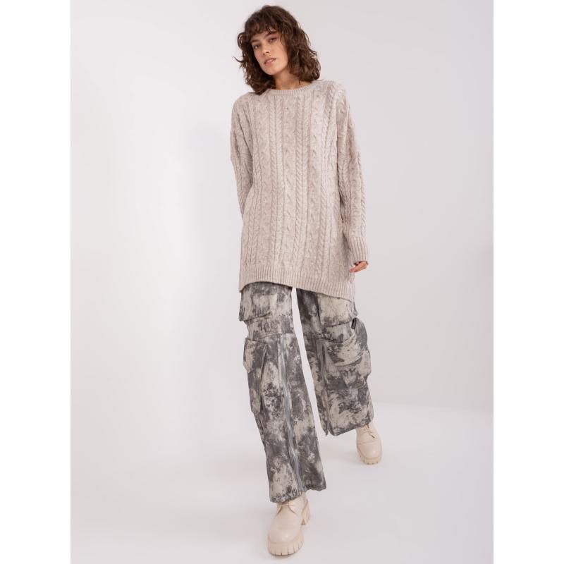 Dámský svetr pletený kostkovaný VITH béžový