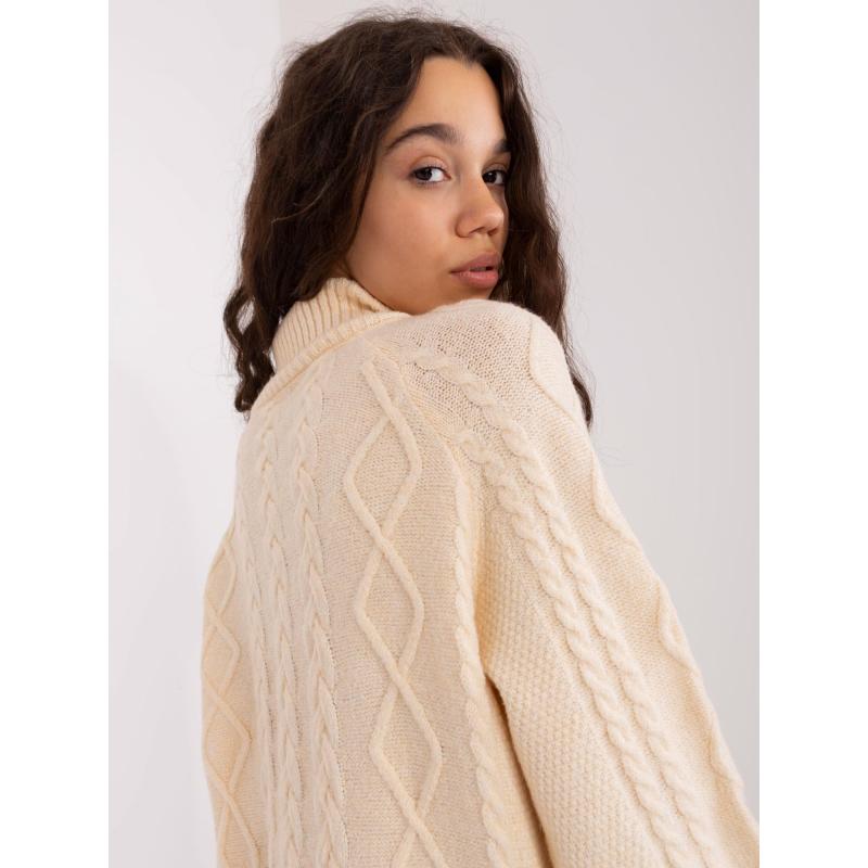 Dámský svetr s copánky EMA světle béžový