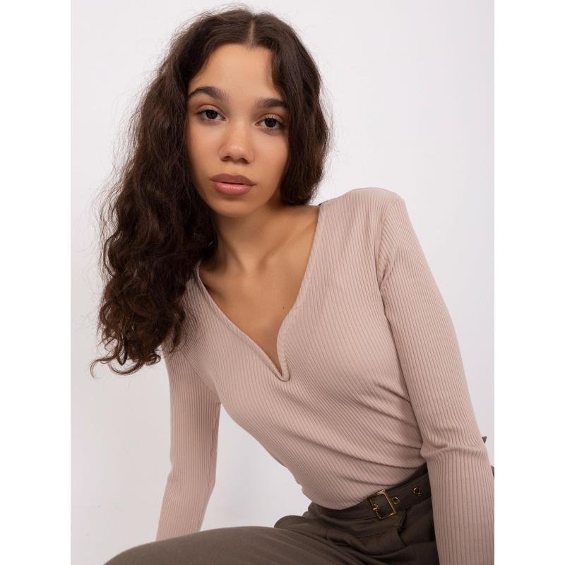 Dámská halenka s výstřihem BASIC FEEL GOOD béžová 