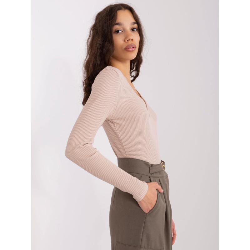 Dámská halenka s výstřihem BASIC FEEL GOOD béžová 