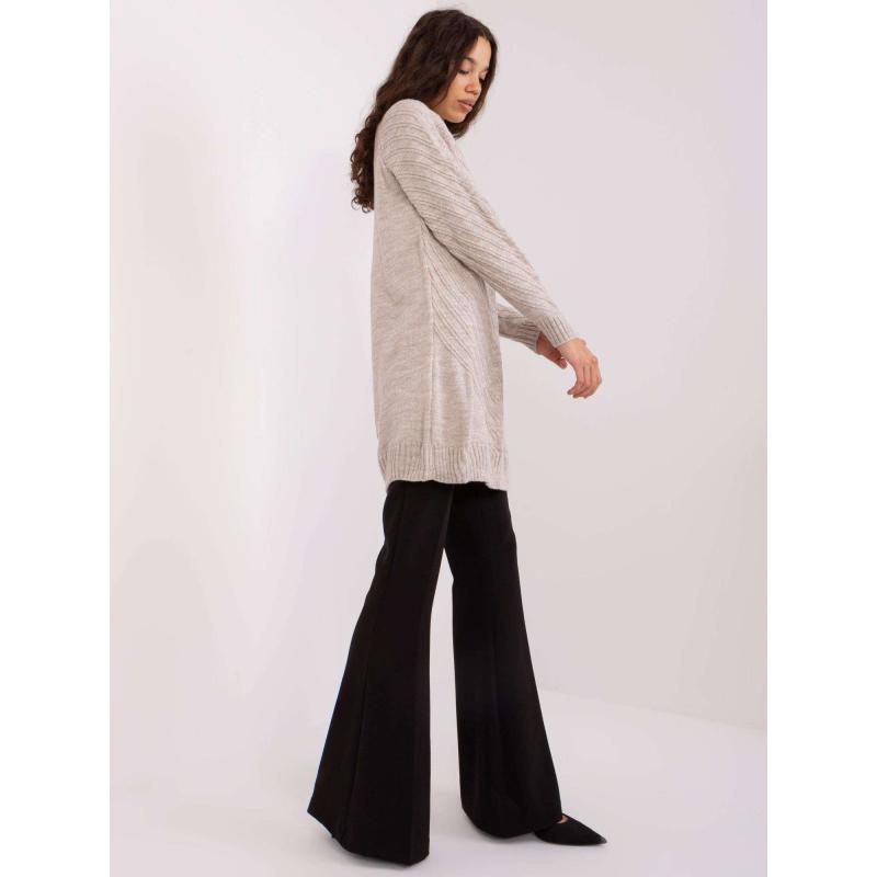 Dámský svetr s lemy dlouhý oversize ADRIA světle béžový  