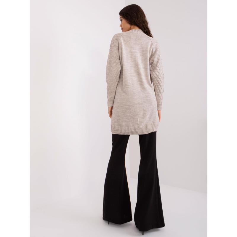 Dámský svetr s lemy dlouhý oversize ADRIA světle béžový  
