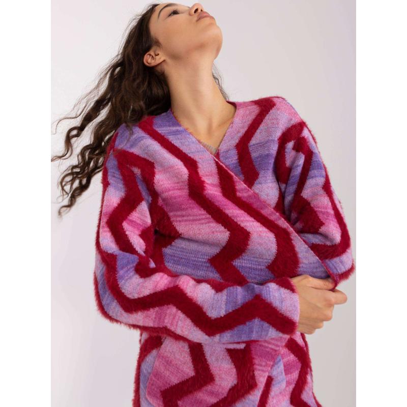 Dámský svetr se vzorem SVET růžový 