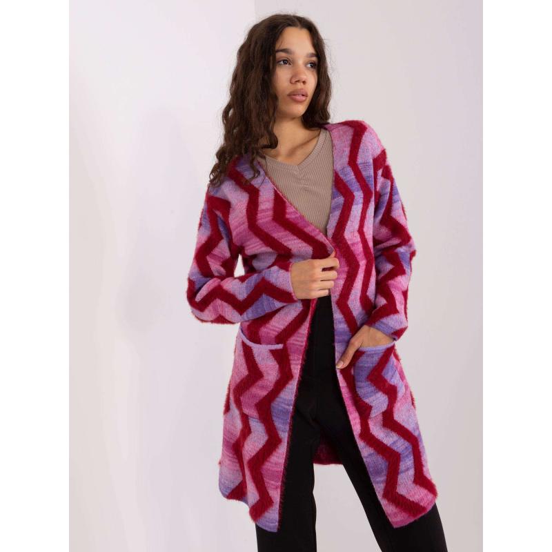 Dámský svetr se vzorem SVET růžový 