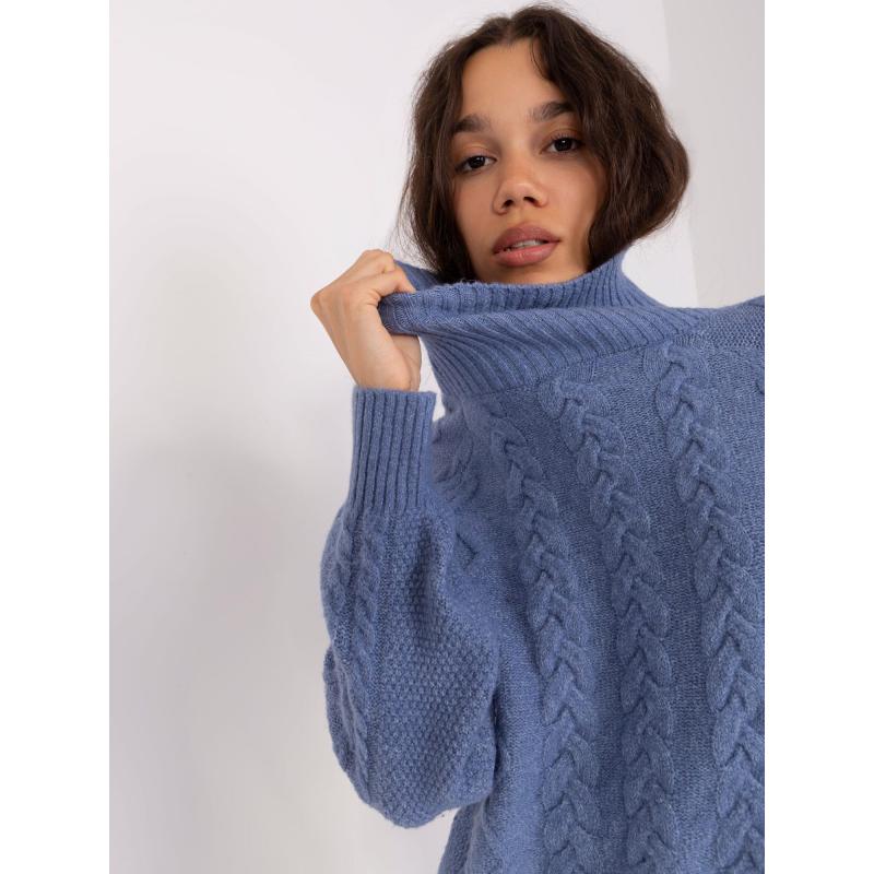 Női garbó pulóver ATA kockás kék