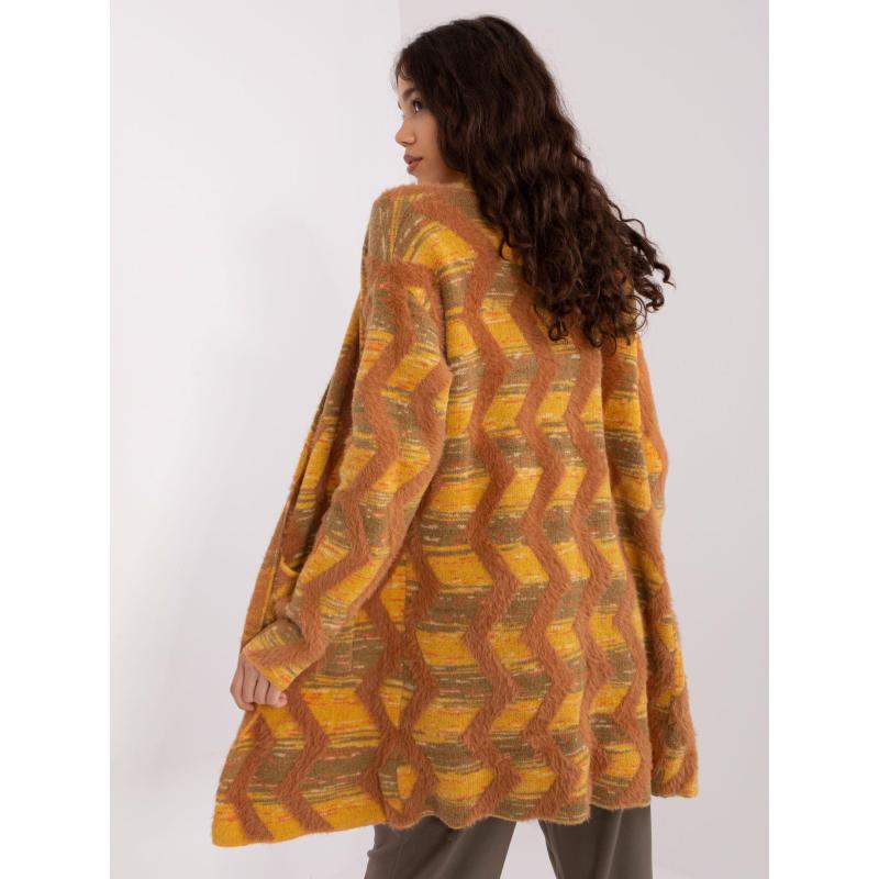 Női pulóver geometrikus mintával KVETTA sötétsárga