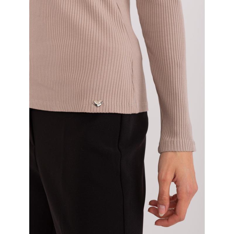 Női blúz BASIC FEEL GOOD részletekkel sötétbézs színben