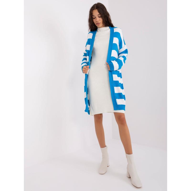 Női csíkos laza pulóver TYLLA kék és fehér