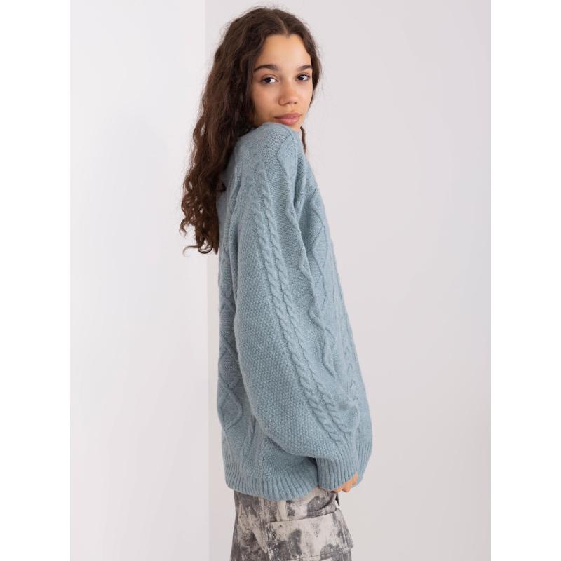 Dámský svetr s rolákem kostkovaný AGGA tmavě mátový  