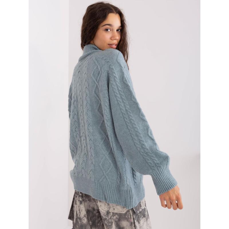 Dámský svetr s rolákem kostkovaný AGGA tmavě mátový  