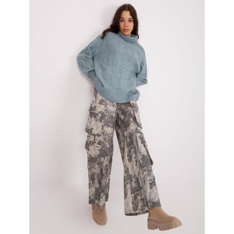 Dámský svetr s rolákem kostkovaný AGGA tmavě mátový  