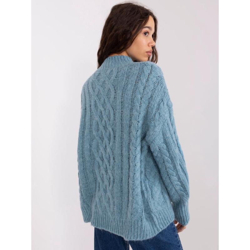 Dámský svetr volný kostkovaný SASKIE modrý  