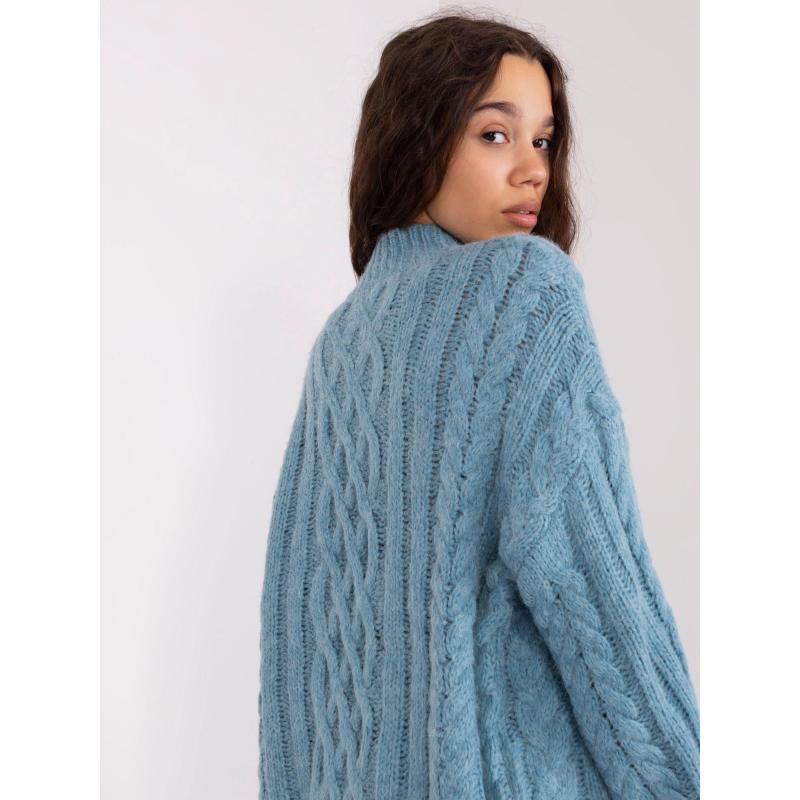 Dámský svetr volný kostkovaný SASKIE modrý  