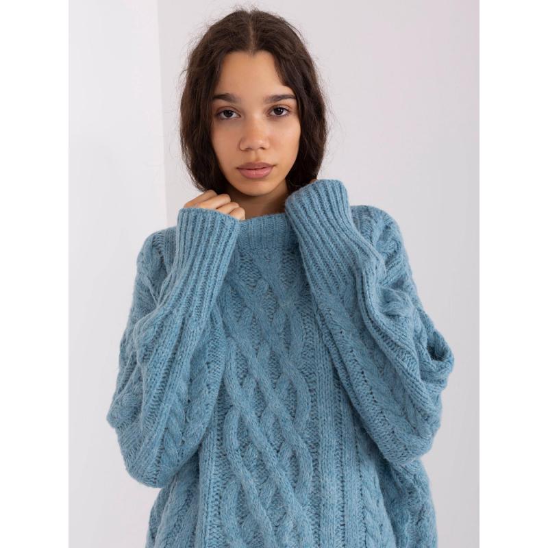 Dámský svetr volný kostkovaný SASKIE modrý  