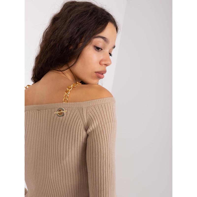Dámsky sveter bez ramienok s retiazkami ATEA béžová