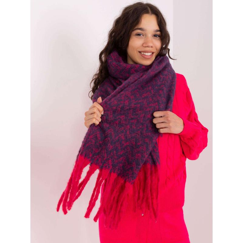 Dámská šála vzorovaná KARRA tmavě modrá a růžová 