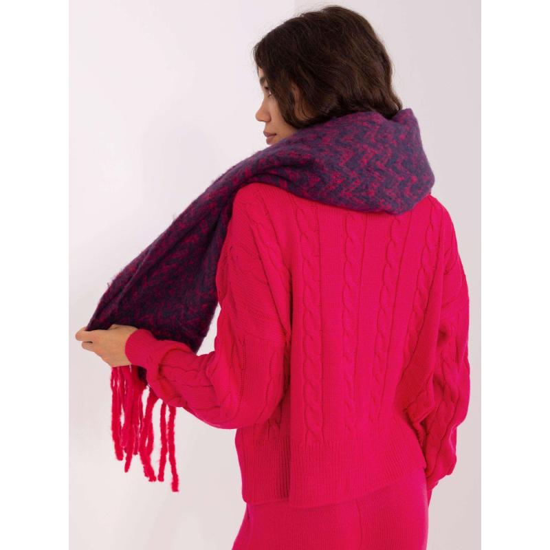 Dámská šála vzorovaná KARRA tmavě modrá a růžová 