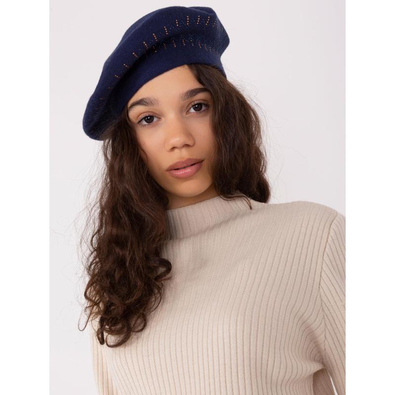 Dámský baret s kamínky HANA námořnicky modrý 