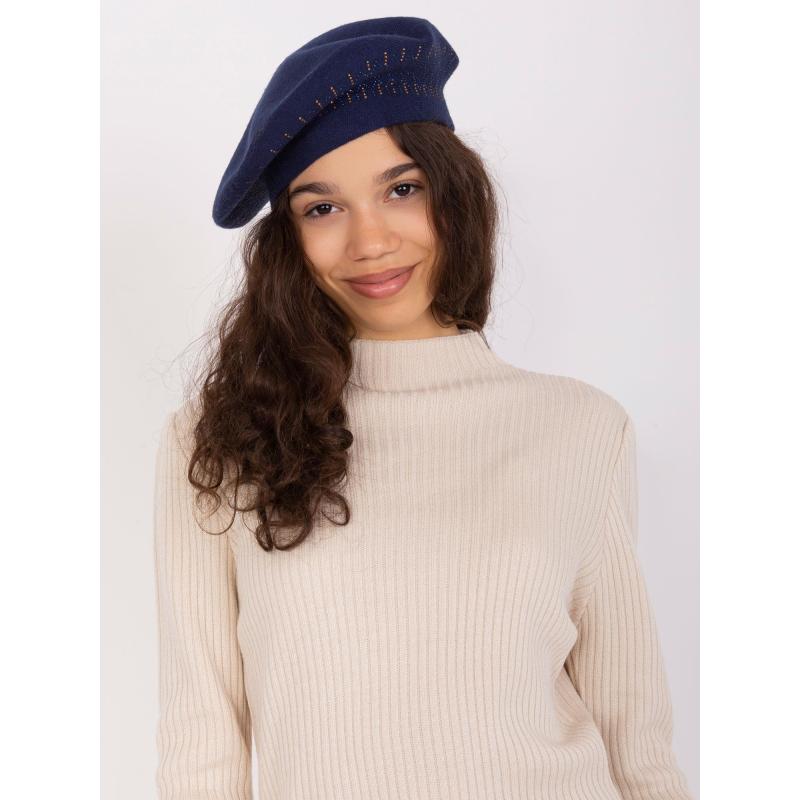 Dámský baret s kamínky HANA námořnicky modrý 