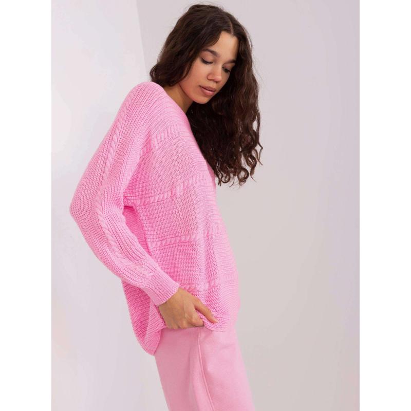 Női laza szabású pulóver FIRA rózsaszín