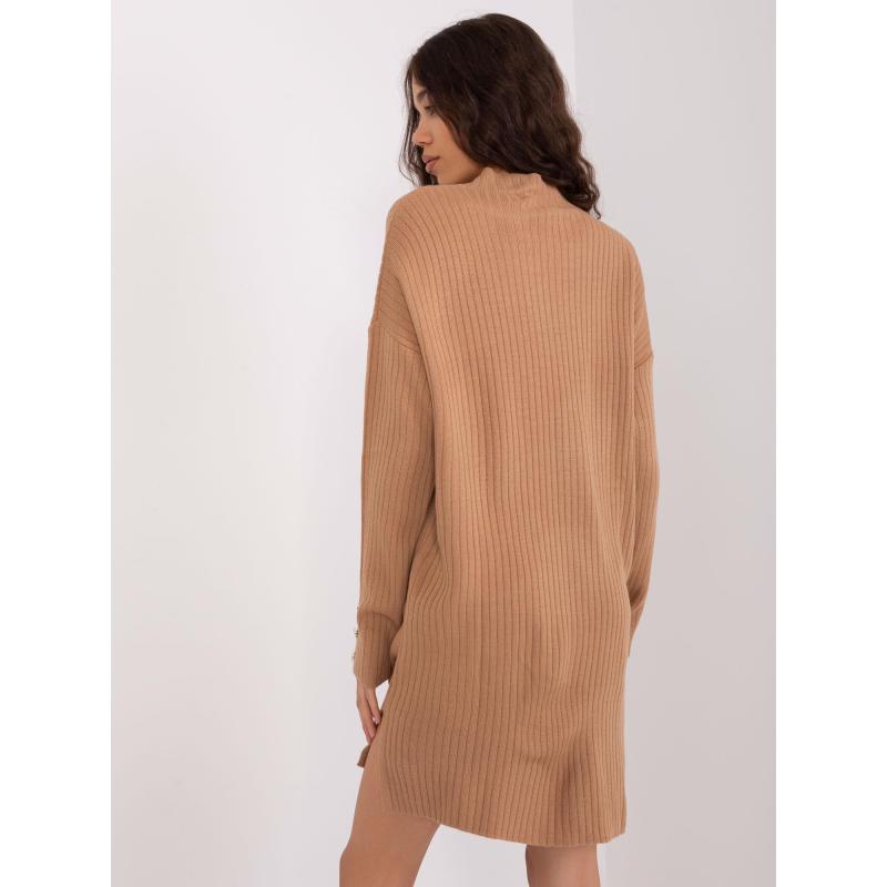 Dámské šaty s knoflíky na rukávech VIKA hnědé