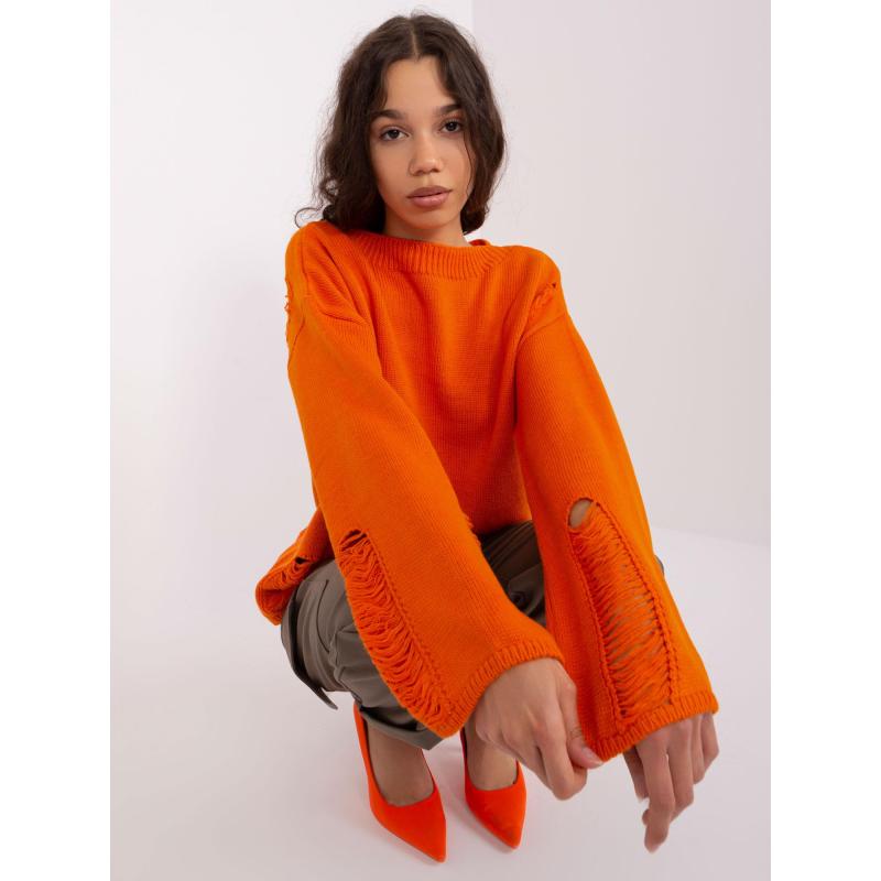 Női oversize pulóver széles ujjakkal DARIA narancssárga