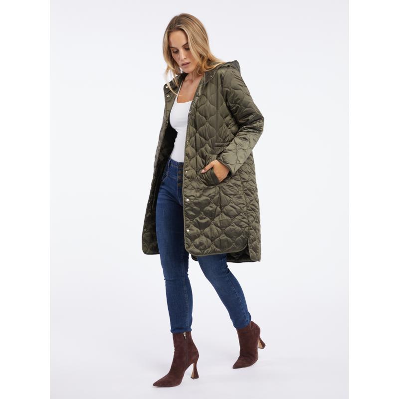 Khaki dámský lehký prošívaný kabát
